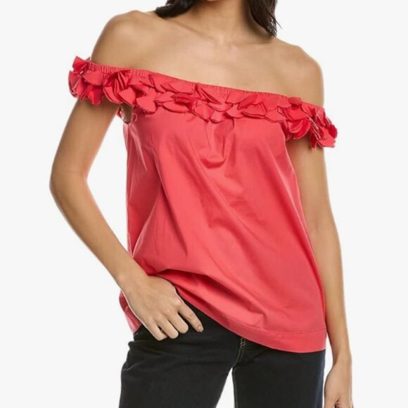 Trina Turk Dinah Top Off Shoulder Flutter Cutout Top - Picture 1 of 6